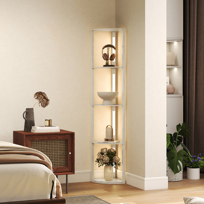 HOMCOM Corner Floor Lamp for Living Room Bedroom with Dimmable Warm White LED Light, Modern Tall Standing Lamp, Oak