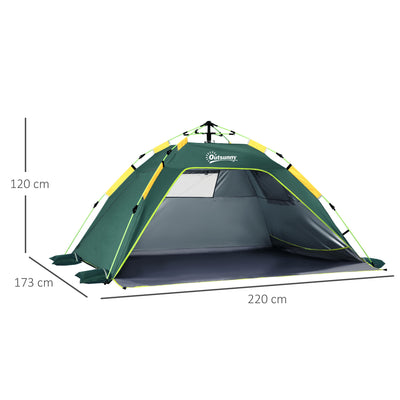 Outsunny Beach Tent for 1-2 Person Pop-up Design with 2 Mesh Windows & 2 Doors Dark Green 