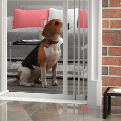 PawHut Pressure Fit Dog Stair Gate No Drilling Safety Gate Auto Close for Doorways, Hallways, 74-100cm Adjustable, 94cm Tall, White 