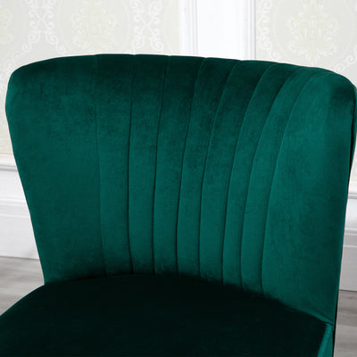 HOMCOM Velvet Accent Chair Occasional Tub Seat Padding Curved Back with Wood Frame Legs Home Furniture Set of 2 Green 