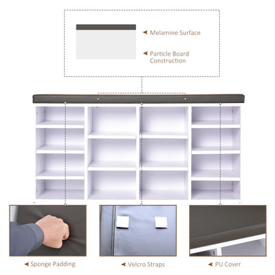 HOMCOM Multi-Storage Shoe Rack w/ 14 Compartments Cushion Moving Shelves Solid Frame Foot Pads Home Office Tidy Organisation Boots Trainers White 