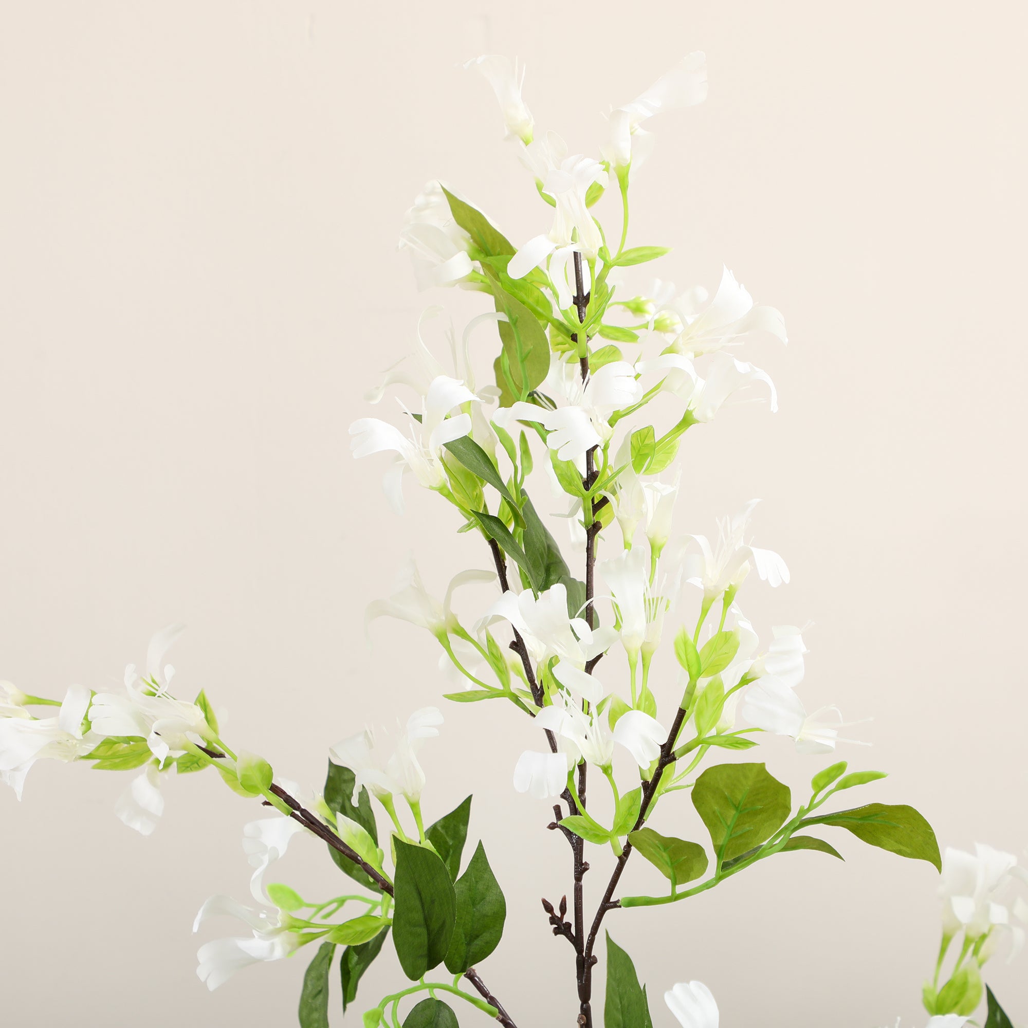 HOMCOM Artificial Plants Honeysuckle Flower in Pot Fake Plants with Curved Boots for Indoor Outdoor 15x15x150cm Set of 2 White 