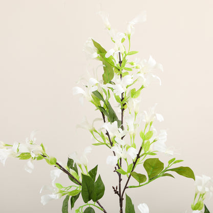 HOMCOM Artificial Plants Honeysuckle Flower in Pot Fake Plants with Curved Boots for Indoor Outdoor 15x15x150cm Set of 2 White 