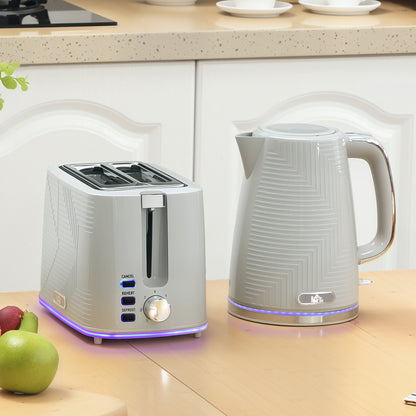 HOMCOM Modern Kettle and Toaster Set - Grey