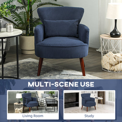 HOMCOM Corduroy Retro Accent Chair - Blue 