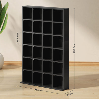 HOMCOM CD Storage Unit with Adjustable Shelves, 89 x 130.5 cm, Black 