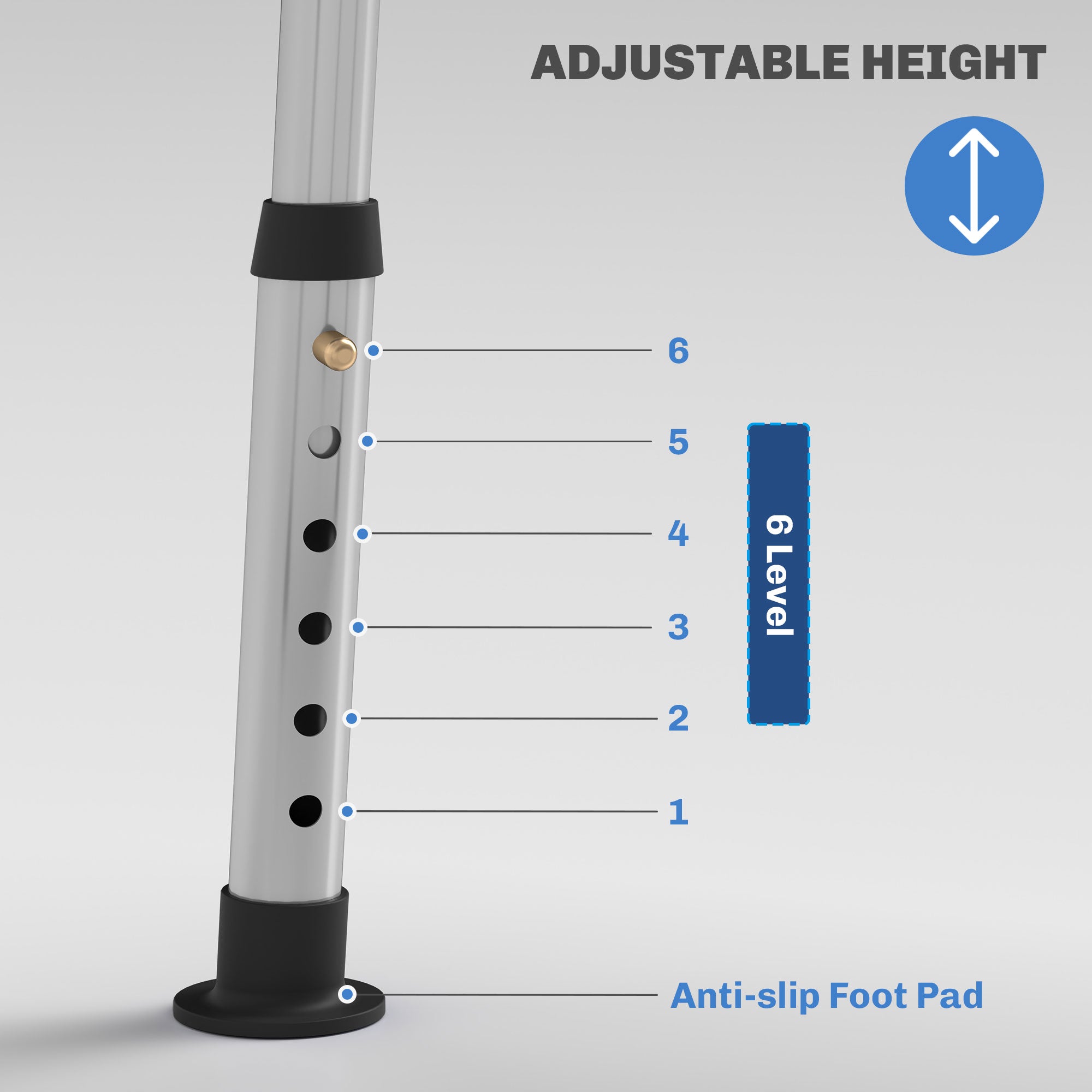 HOMCOM Shower Stool with Backrest, Height Adjustable Shower Chair with Anti-slip Foot Pads, Shower Head Holder, Light Blue 