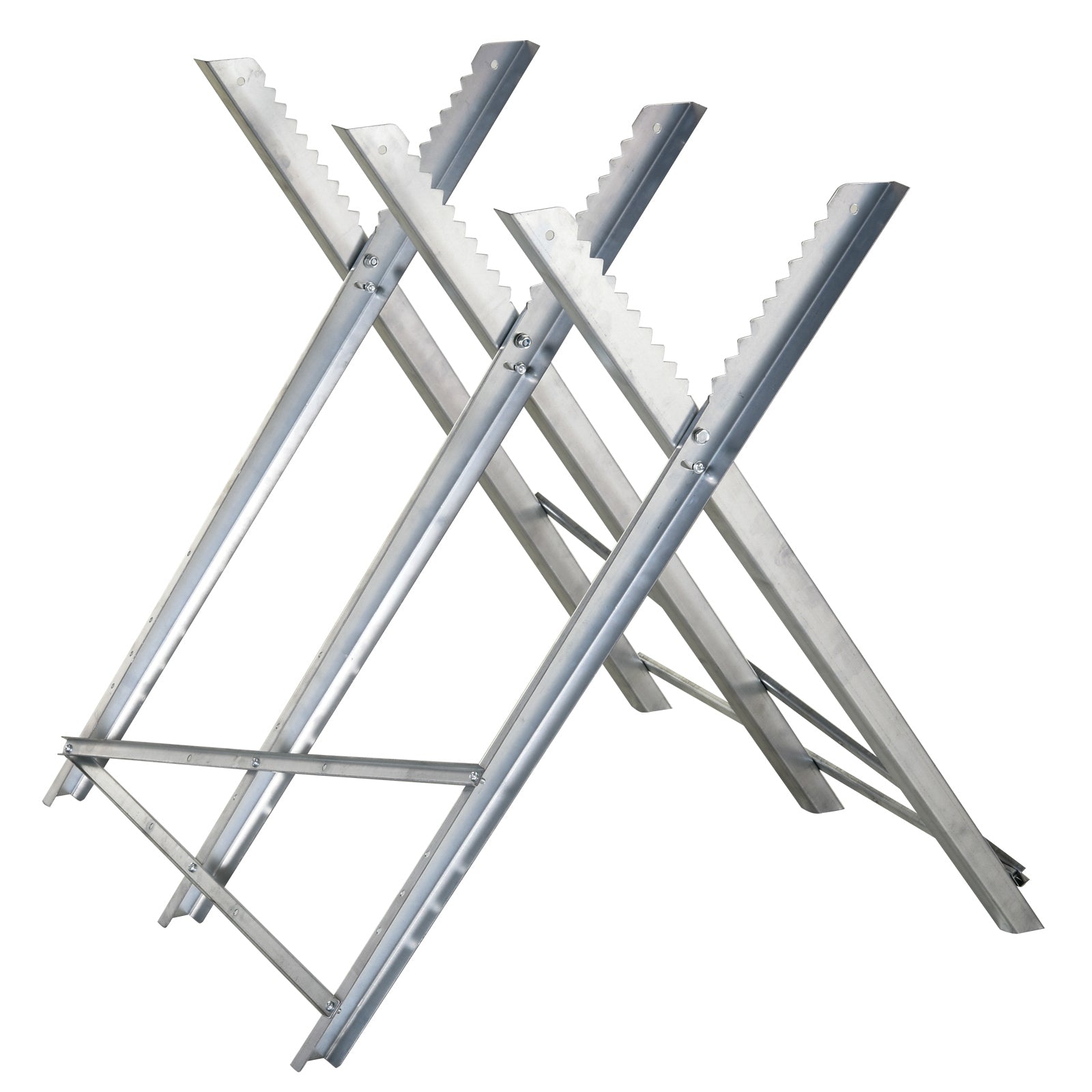 DURHAND Portable Sawhorse Heavy Duty Steel Adjustable Work Support, Foldable Sawhorse Stand 100 kg Weight Capacity, Silver Tone 
