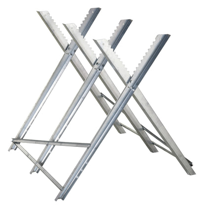 DURHAND Portable Sawhorse Heavy Duty Steel Adjustable Work Support, Foldable Sawhorse Stand 100 kg Weight Capacity, Silver Tone 