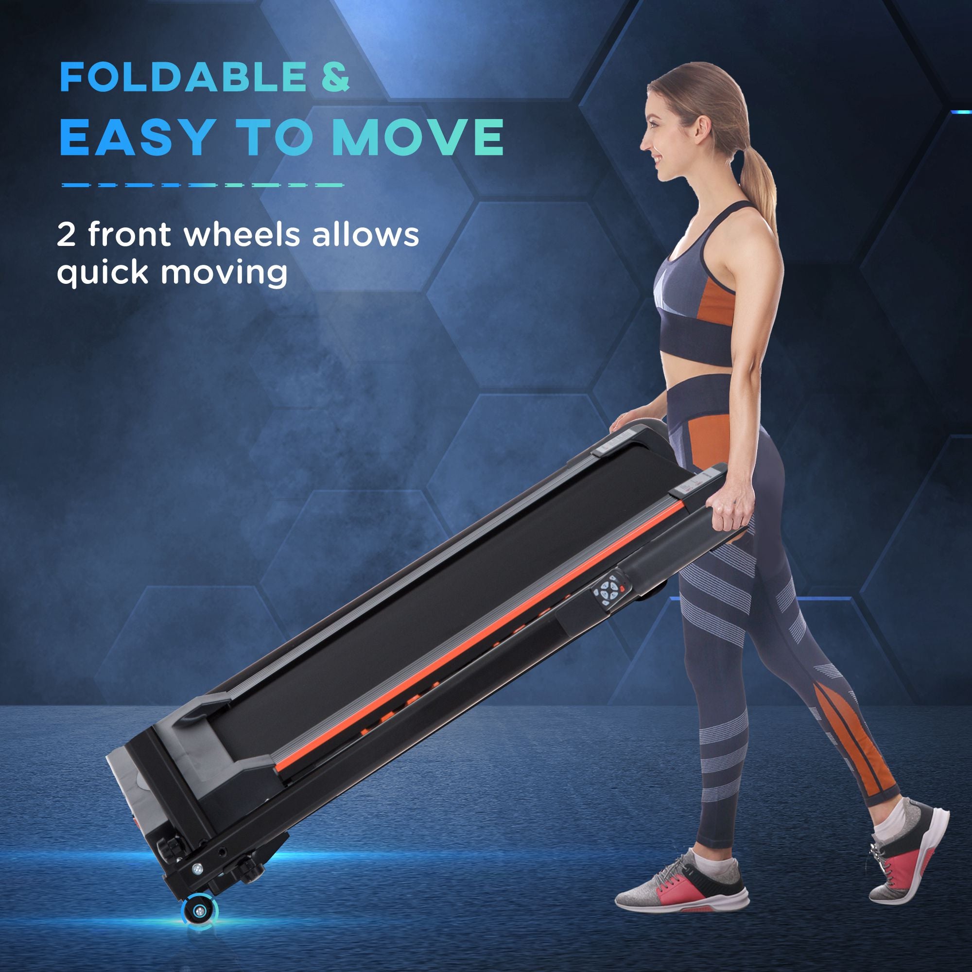 HOMCOM Steel Folding Motorized Home Treadmill w/ LCD Monitor Black 