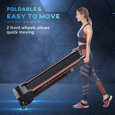 HOMCOM Steel Folding Motorized Home Treadmill w/ LCD Monitor Black 