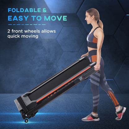 HOMCOM Steel Folding Motorized Home Treadmill w/ LCD Monitor Black 