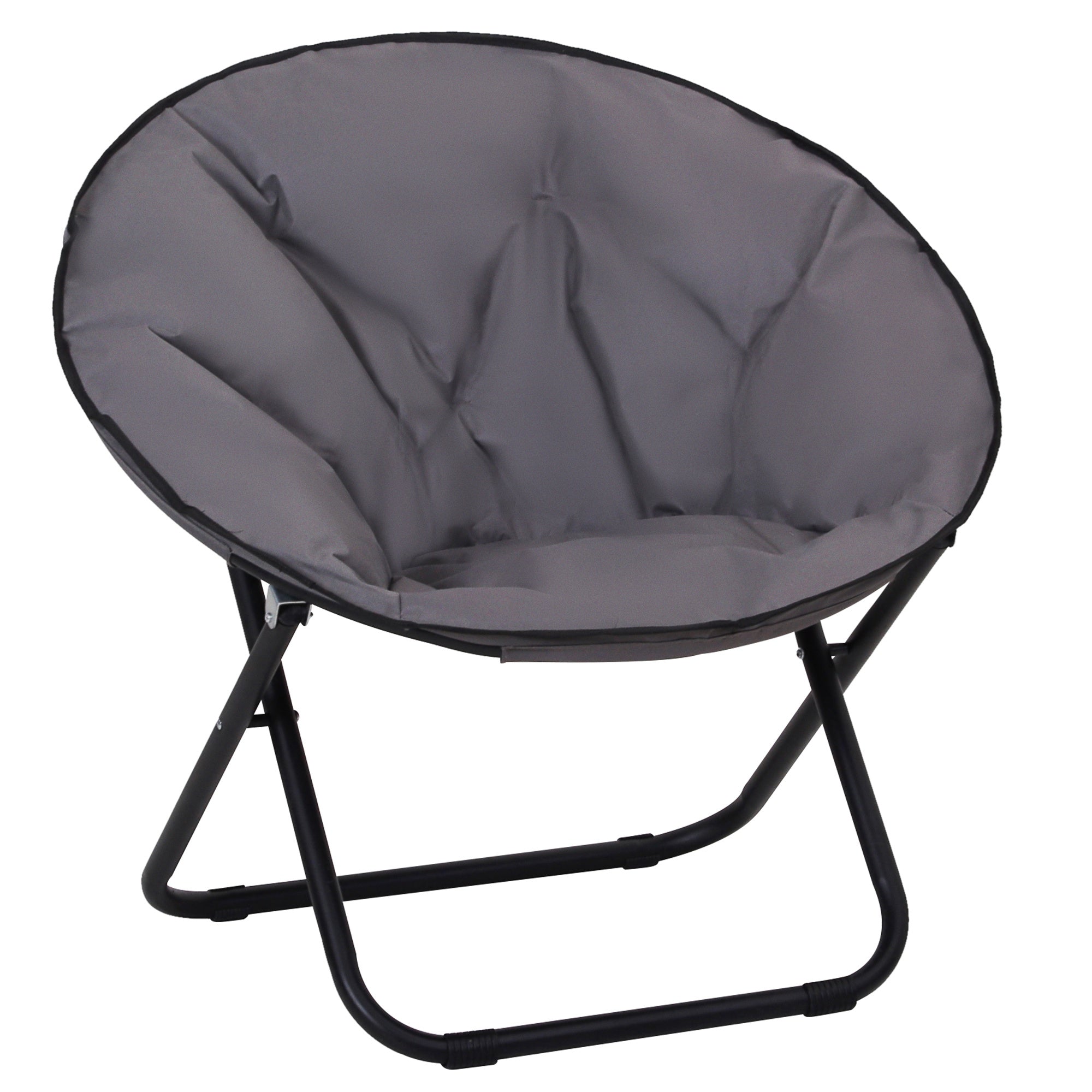 Outsunny Garden Folding Portable Padded Saucer Moon Chair Padded Round Outdoor Camping Travel Fishing Seat  Grey 