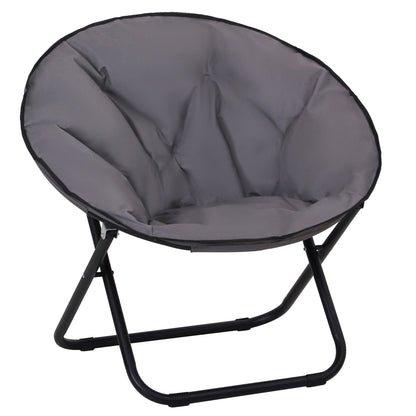 Outsunny Garden Folding Portable Padded Saucer Moon Chair Padded Round Outdoor Camping Travel Fishing Seat  Grey 