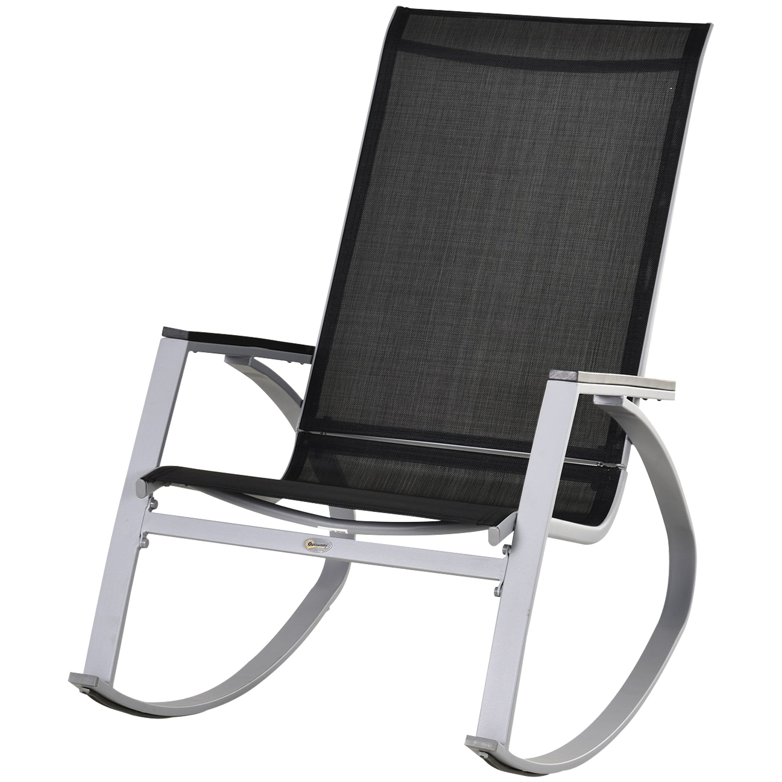 Outsunny Rocking Chair Sun Lounger Garden Seat Patio High Back Texteline Black 