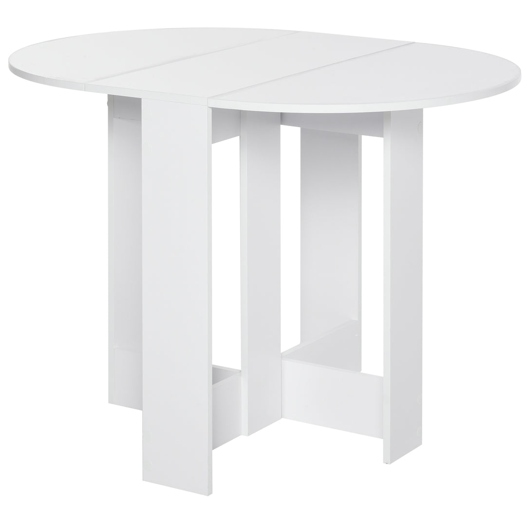 HOMCOM Space-saving Drop Leaf Table, Folding Dining Table for Small Space, Kitchen, Dining Room, White 