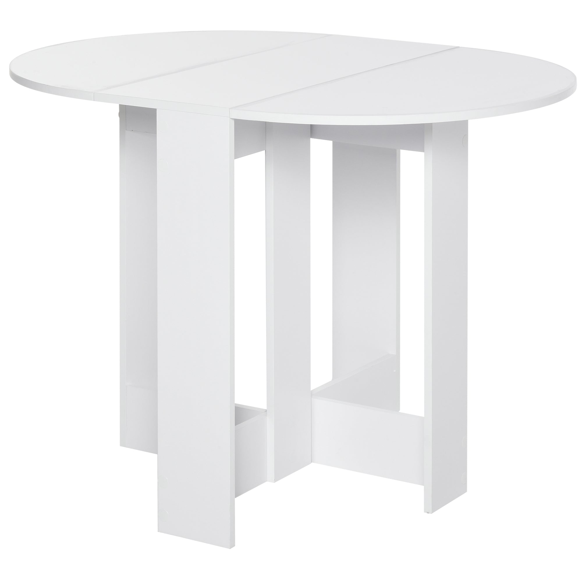 HOMCOM Space-saving Drop Leaf Table, Folding Dining Table for Small Space, Kitchen, Dining Room, White 