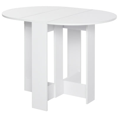 HOMCOM Space-saving Drop Leaf Table, Folding Dining Table for Small Space, Kitchen, Dining Room, White 