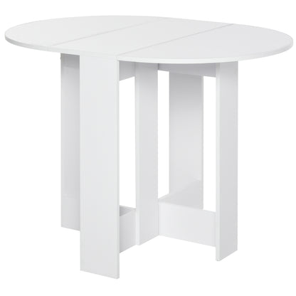 HOMCOM Space-saving Drop Leaf Table, Folding Dining Table for Small Space, Kitchen, Dining Room, White 