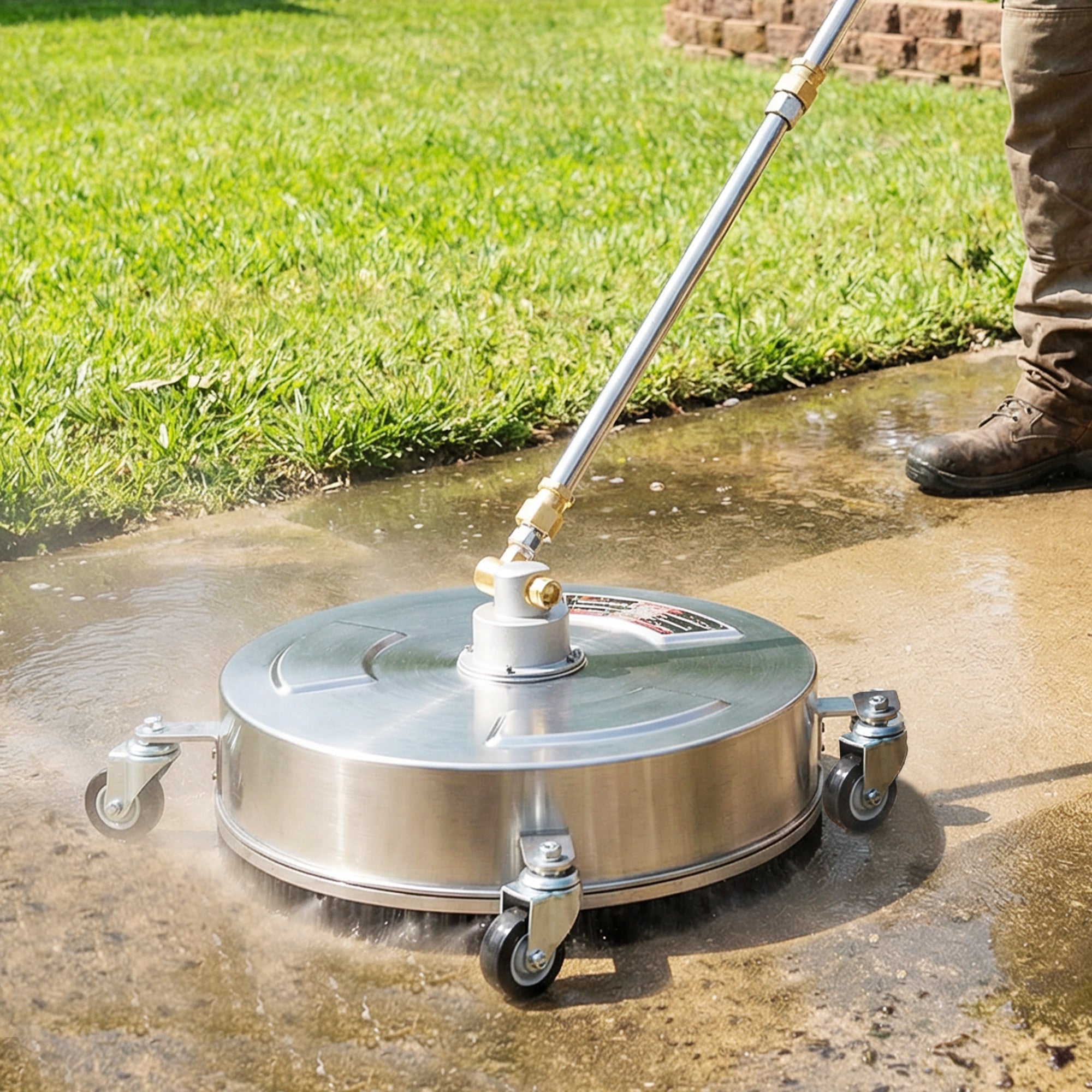 Outsunny Pressure Washer Surface Cleaner 3600 PSI Power Washer Rotary Surface Cleaner with 4 Wheels for Driveways 