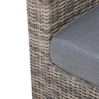 Outsunny 5 Piece Rattan Garden Furniture Set w/ 10cm Thick Cushions, Aluminium Frame Wicker Outdoor Balcony Sofa Set with Corner Armchairs, Ottomans, and Glass Top Table, Mixed Brown 