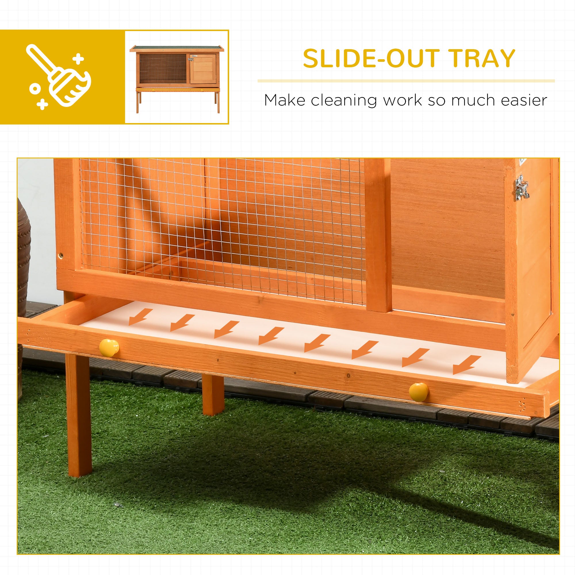 PawHut Rabbit Hutch Outdoor Guinea Pig Hutch Bunny Cage Shelter Outdoor, 90 x 45 x 65cm 