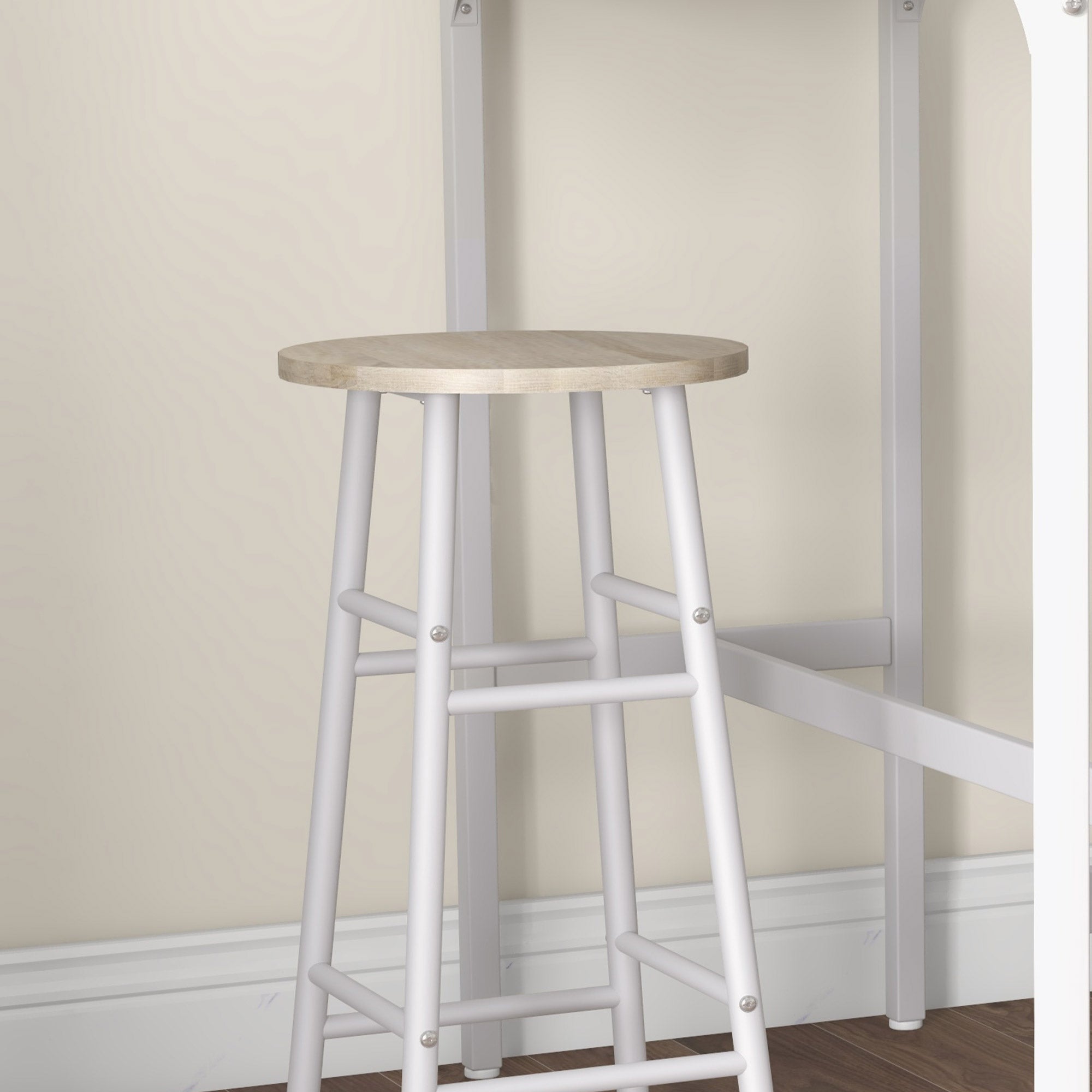 HOMCOM 3 Piece Bar Table Set with 2 Stools, Industrial Bar Table and Stool, Dining Table and Chair, Oak 