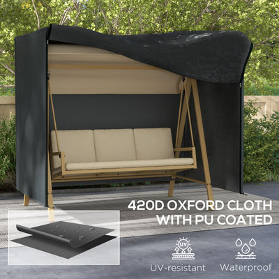 Outsunny 220 x 125cm Three-Seater Swing Chair Protective Cover - Black 