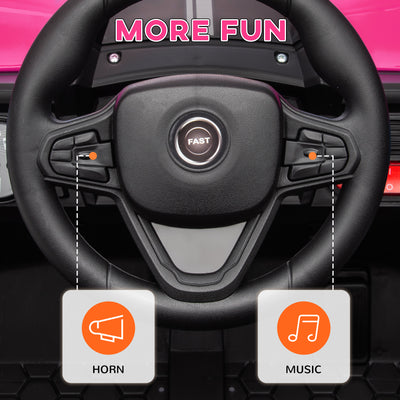 AIYAPLAY 12V Battery Powered Ride on Truck w/ Remote, Four Suspension Wheels, Horn, Lights, Music, USB, for Ages 3-5 Years, Pink 