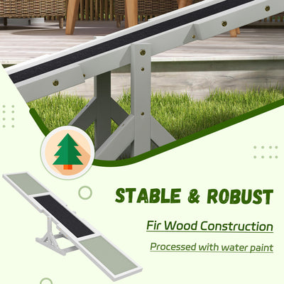 PawHut Wooden Pet Seesaw for Big Dogs, Dog Agility Equipment with Anti-Slip Surface - White 