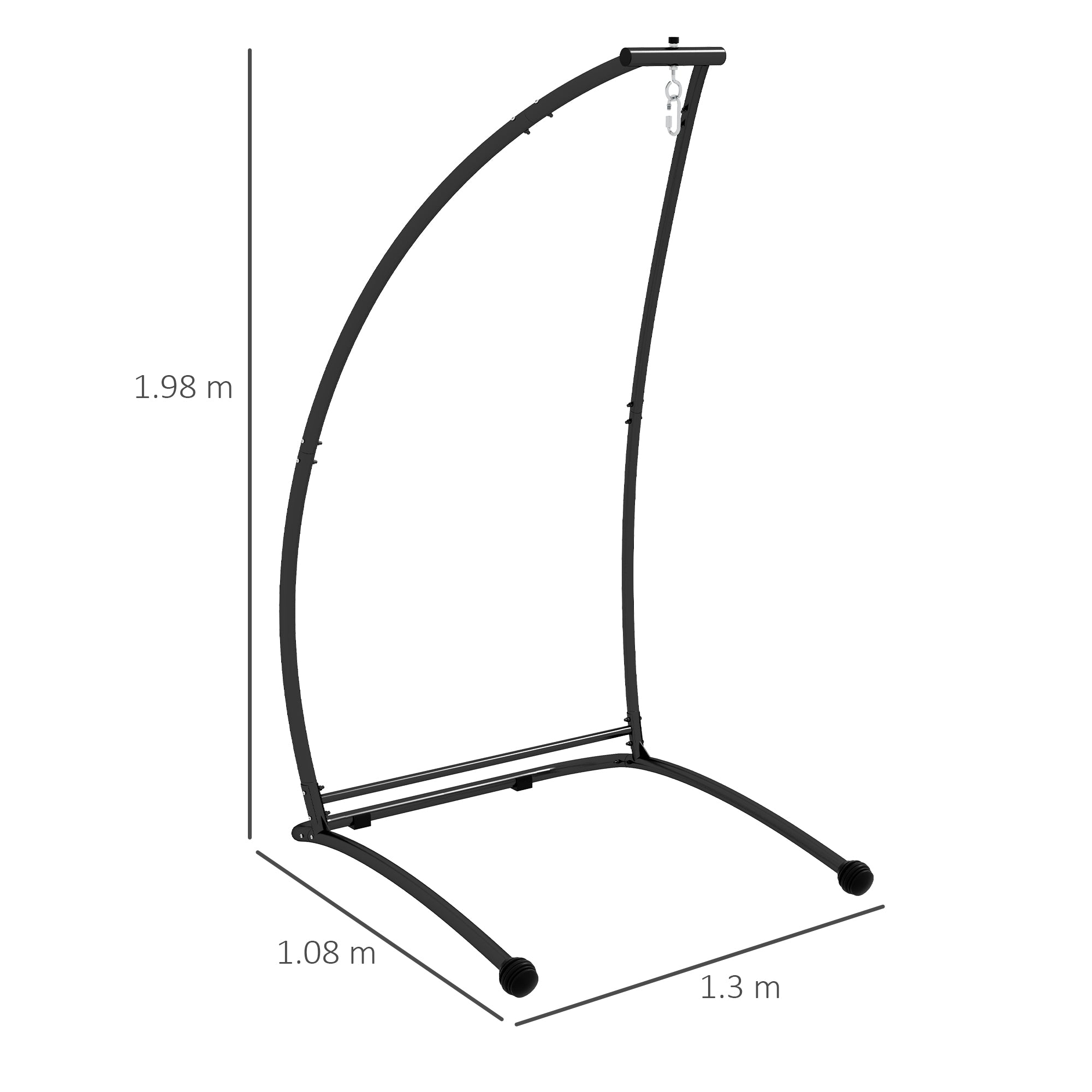 Outsunny Hammock Chair Stand, C Shape Hanging Heavy Duty Metal Frame Hammock Stand for Hanging Hammock Air Porch Swing Chair, Indoor & Outdoor Use, Black 