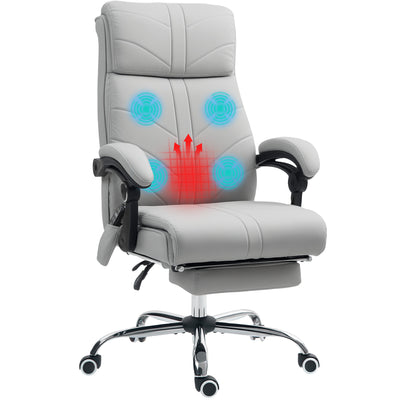 Vinsetto Faux Leather Massage Office Chair - Light Grey 