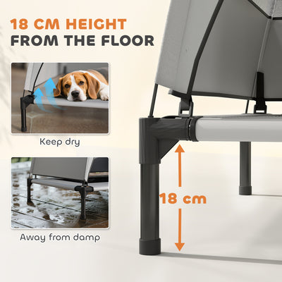 PawHut Portable Elevated Dog Bed with Removable Canopy, Cooling Raised Pet Cot for Small Medium Dogs, 76 x 61 x 60 cm 
