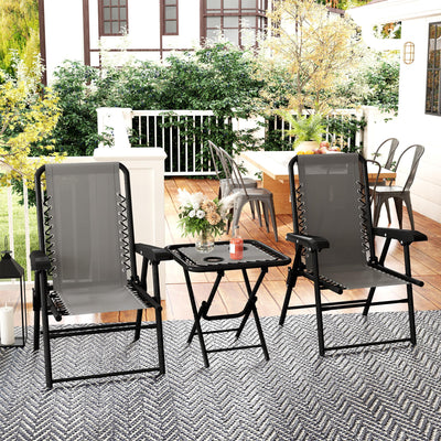 Outsunny Three-Piece Garden Table and Chair Set - Dark Grey 