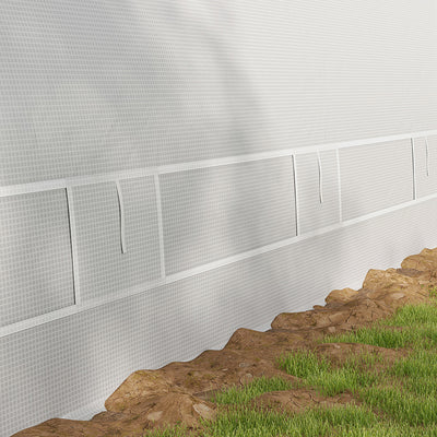 Outsunny 6 x 3(m) Polytunnel Greenhouse with Upgraded Structure, Mesh Door and Windows, 15 Plant Labels, White 