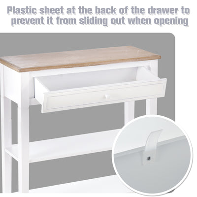 HOMCOM Console Table Hallway Side Desk 1 Drawer 2 Shelves Worktop Handle Retro Elegant Style Home Display Storage for Bedroom Livingroom 