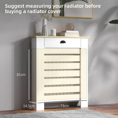 HOMCOM 95.5H x 78Wcm Radiator Cover, with Drawer - White 