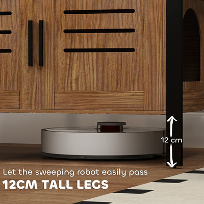 PawHut Cat Litter Box Enclosure with Tall Legs, Scratching Board, Double Doors, Ventilation Holes, 80 x 45 x 50 cm, Dark Brown 