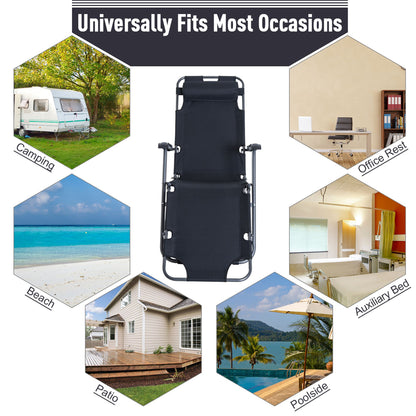 Outsunny Metal Frame 2 In 1 Sun Lounger w/ Pillow Black 