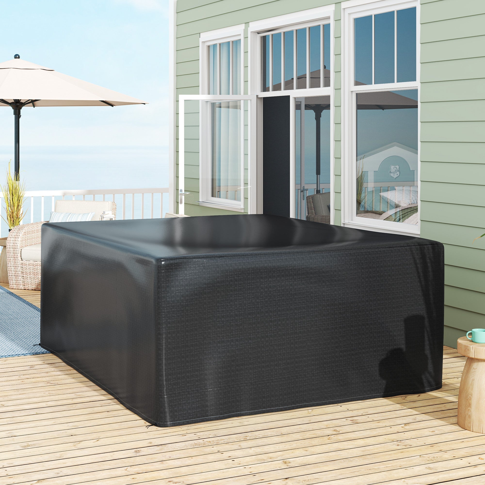 Outsunny Garden Furniture Cover, Waterproof Anti-UV Large Protective Patio Set Covers, 235 x 190 x 90cm, Black 