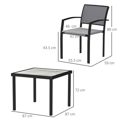 Outsunny Five-Piece Outdoor Garden Dining Set - Grey 