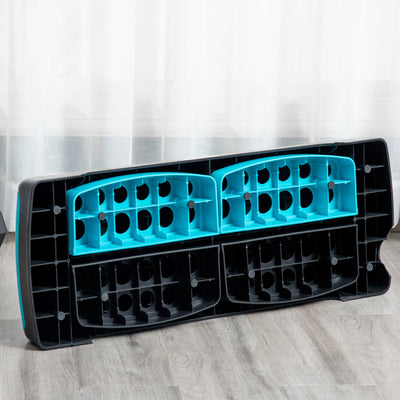 HOMCOM Aerobic Step with 3-Level Adjustable Heights for Home, Office Exercise, Black and Blue 