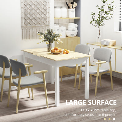 HOMCOM Dining Table for 4 to 6, Modern Kitchen Table with Wood Effect Tabletop, Thick Legs, 120cm, Oak Wood Grain 