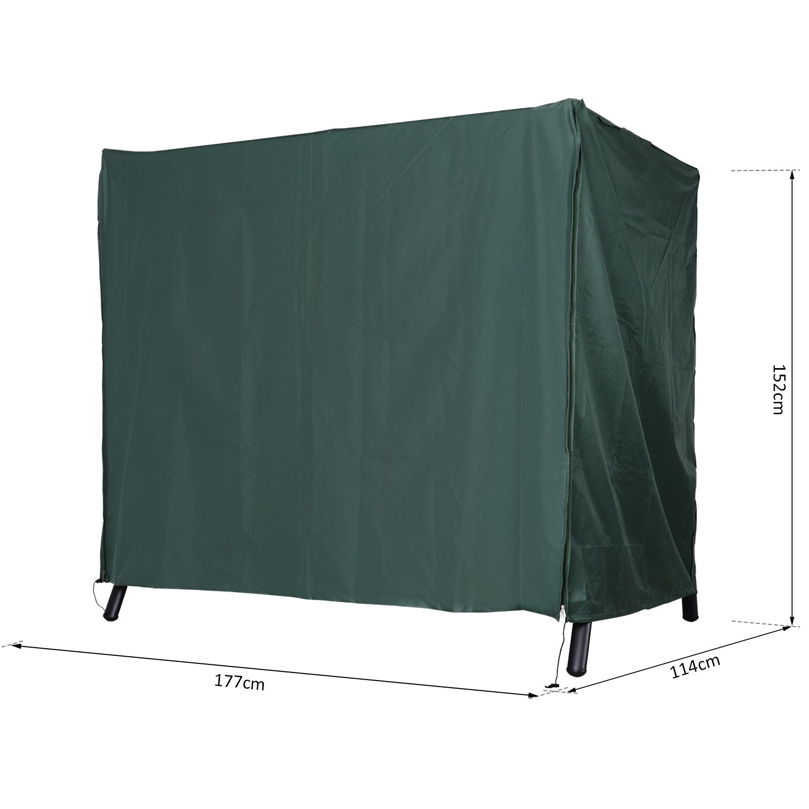 Outsunny 152 x 177cm Three-Seater Swing Chair Protective Cover Green 