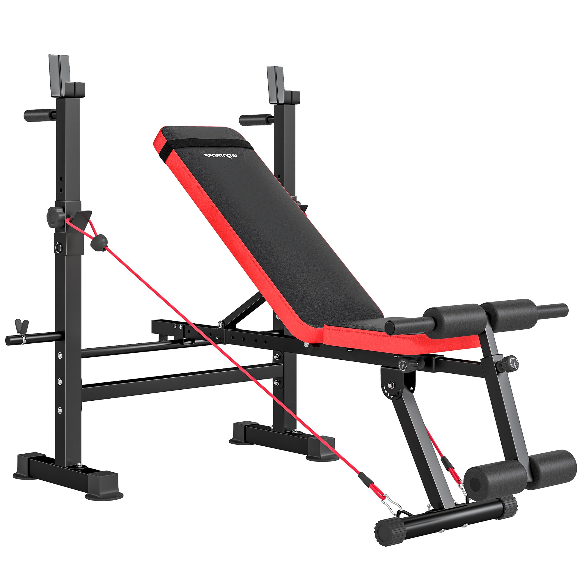 SPORTNOW Adjustable Weight Bench with Squat Rack and Dip Stand 