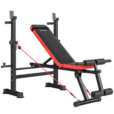 SPORTNOW Adjustable Weight Bench with Squat Rack and Dip Stand 