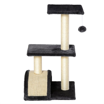 PawHut 72cm Cat Tree with Scratching Post, Pad for Indoor Cats - Black 