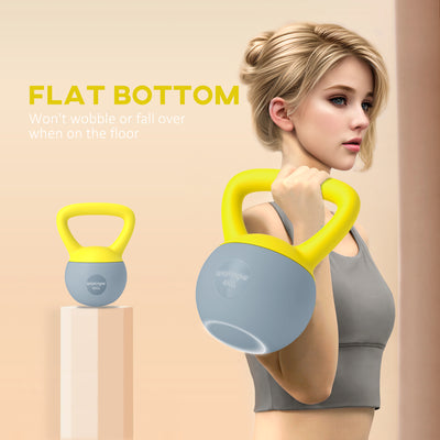 SPORTNOW Soft Kettlebell, 4kg Kettle Bell with Non-Slip Handle for Home Gym Weight Lifting and Strength Training, Yellow and Grey 