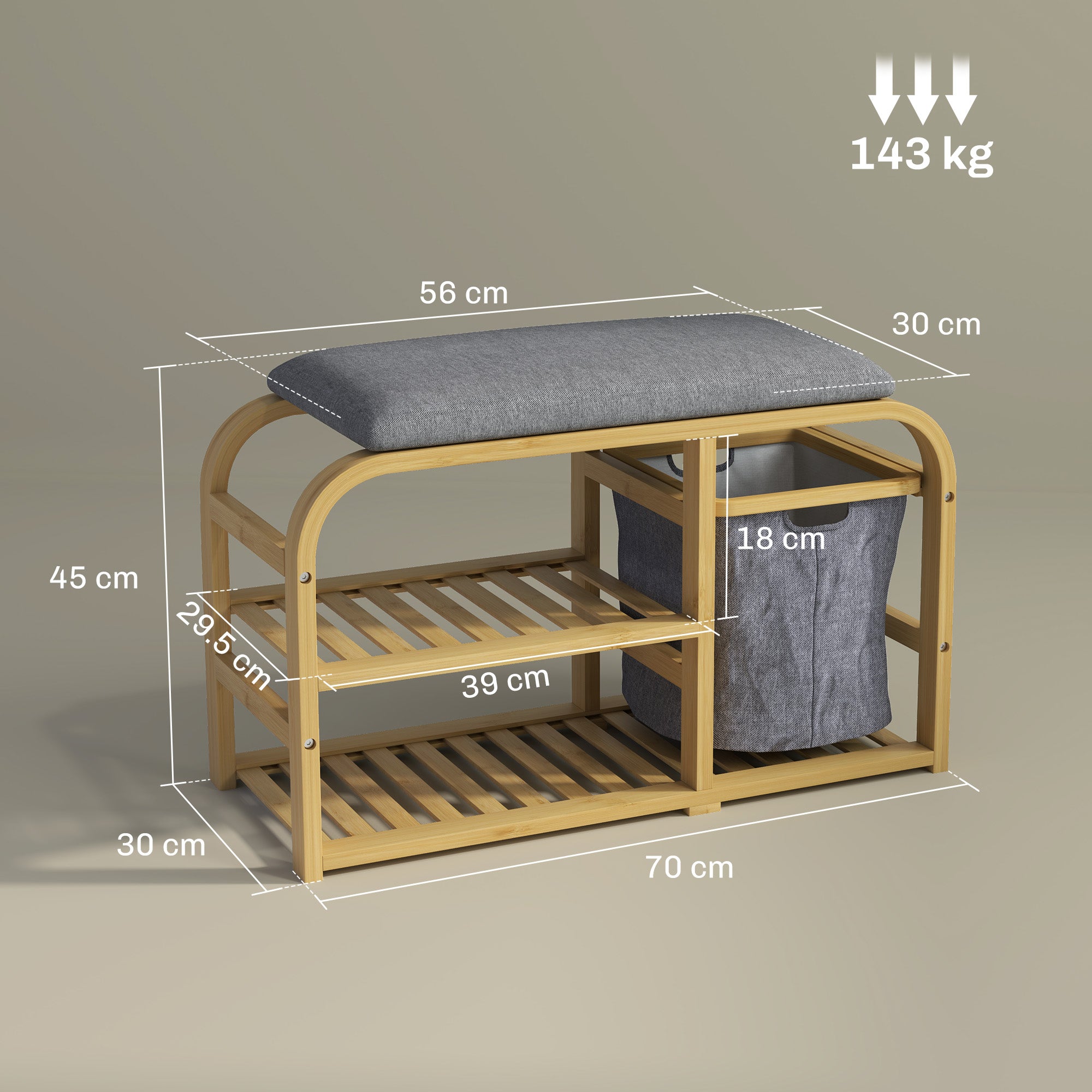 HOMCOM Bamboo Shoe Rack Bench with Padded Seat - Nature Wood Finish 