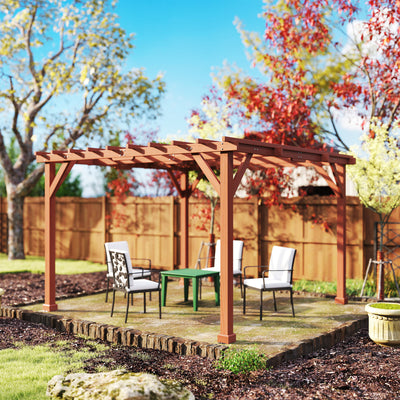 Outsunny 3.3 x 3.3(m) Wooden Pergola Kit, Graden Pergola Gazebo Grape Trellis with Stable Structure for Climbing Vines, Flowers 